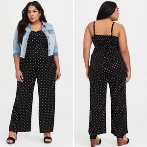 NWT Torrid Chaliss Wide Leg Polka Dot Jumpsuit
